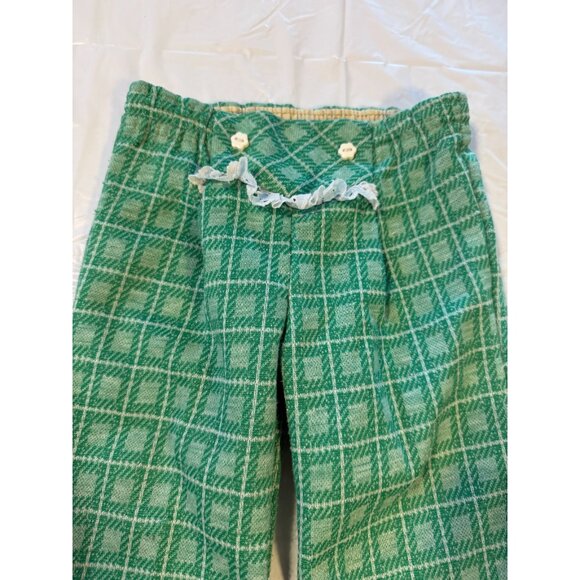 Vintage Girls Plaid Polyester Pants Lace Elastic 1970s Infant Size 9M 9 Months - Picture 2 of 4